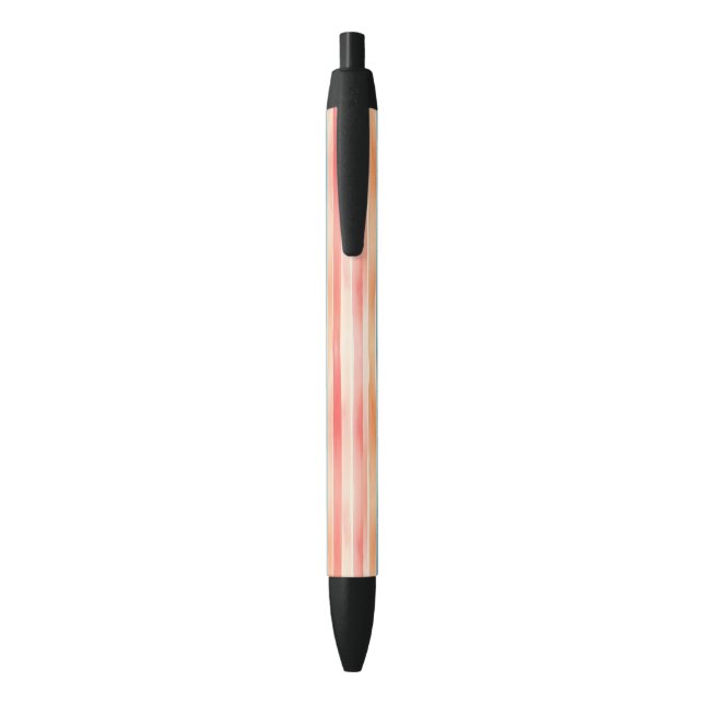 Bright Watercolor Colourful Stripe Pattern Black Ink Pen (Back (Vertical))