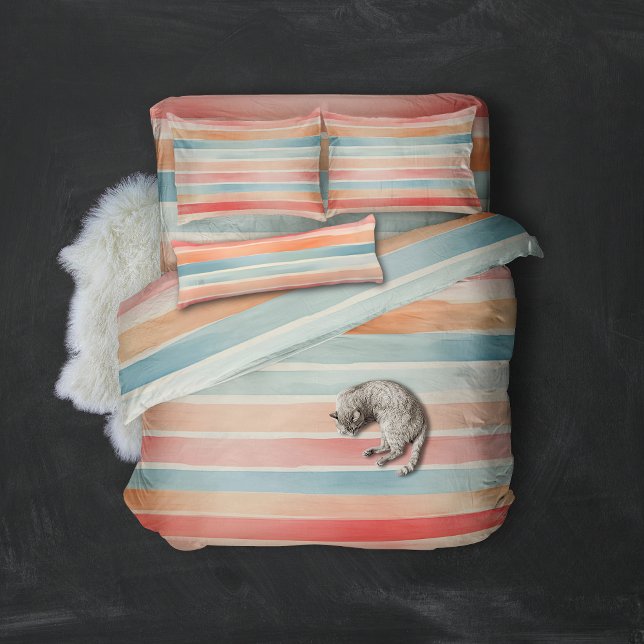 Bright Watercolor Colourful Stripe Pattern Body Pillow (Creator Uploaded)
