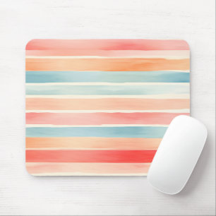 Bright Watercolor Colourful Stripe Pattern Mouse Pad