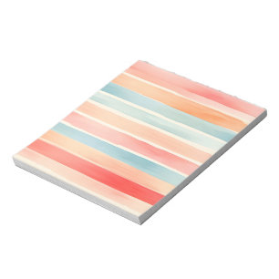 Bright Watercolor Colourful Stripe Pattern Notepad