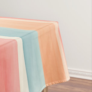 Bright Watercolor Colourful Stripe Pattern Tablecloth