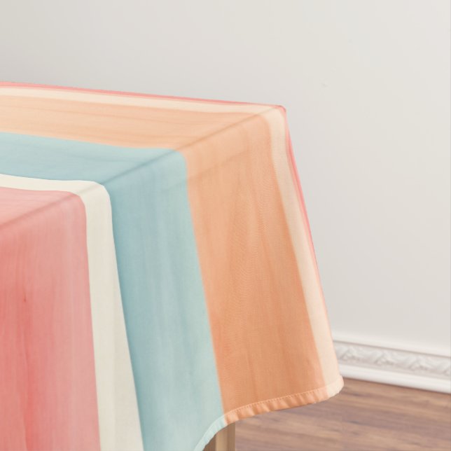 Bright Watercolor Colourful Stripe Pattern Tablecloth (In Situ)
