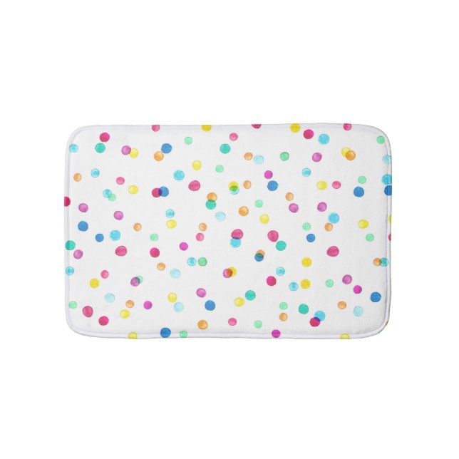 Bright Watercolor Dots: Seamless Pattern. Bath Mat (Front)