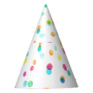 Bright Watercolor Dots: Seamless Pattern. Party Hat