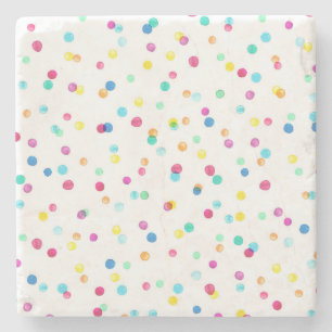 Bright Watercolor Dots: Seamless Pattern. Stone Coaster