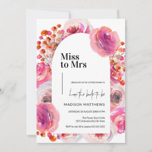 Bright Watercolor Floral Arch Summer Bridal Shower Invitation