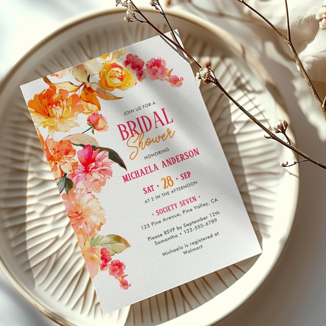 Bright Watercolor Floral Bridal Shower/Brunch Invitation (Creator Uploaded)