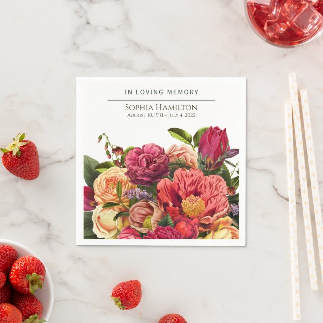 Bright Watercolor Floral Funeral Memorial  Napkin (Insitu)