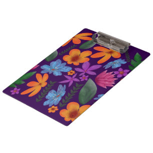 Bright Watercolor Floral Pattern Botanical Aesthet Clipboard