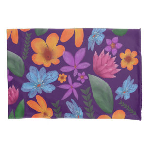 Bright Watercolor Floral Pattern Botanical Aesthet Pillowcase