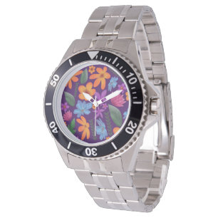 Bright Watercolor Floral Pattern Botanical Aesthet Watch