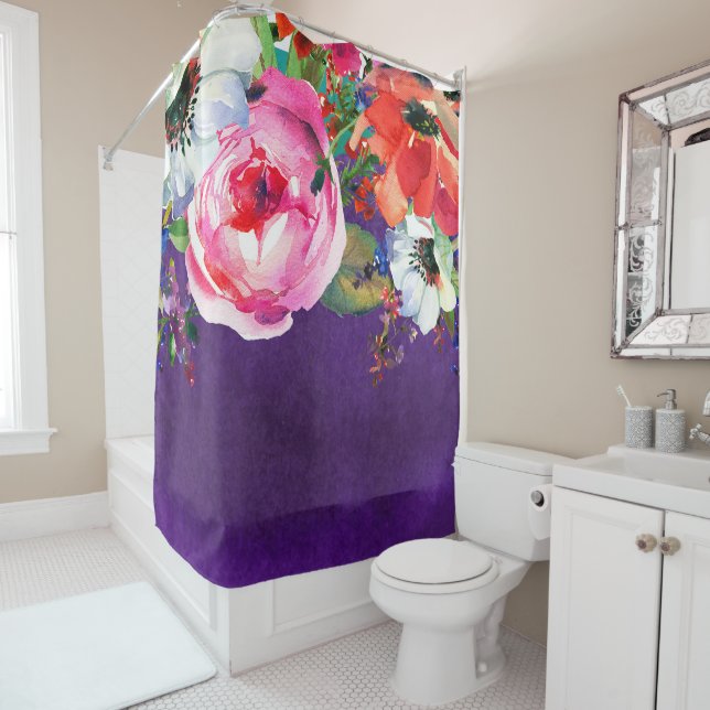 Bright Watercolor Floral Purple Trendy Chic Bold (In Situ)