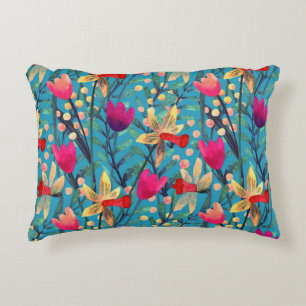 Bright Watercolor: Floral Seamless Design. Accent Pillow