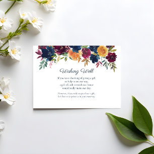 Bright Watercolor Floral Wishing Well Wedding Enclosure Card