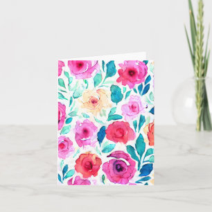 Bright watercolor flowers customizable card
