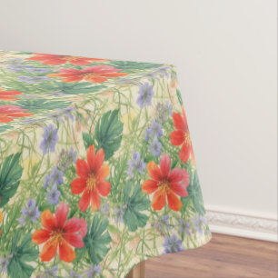 Bright watercolor flowers tablecloth