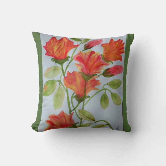 Bright watercolor flowers throw pillow (Front)