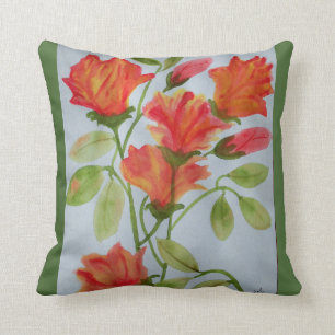 Bright watercolor flowers throw pillow