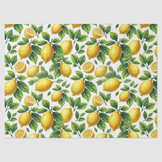 Bright Watercolor Lemons Decoupage  Tissue Paper (Front)