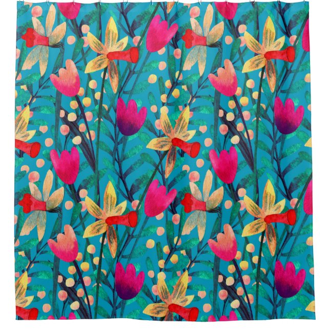 Bright watercolor seamless pattern with beautiful  (Front)