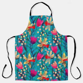 Bright watercolor seamless pattern with beautiful  apron