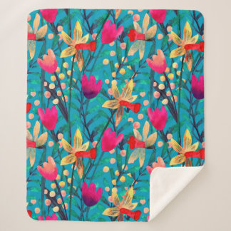 Bright watercolor seamless pattern with beautiful  sherpa blanket