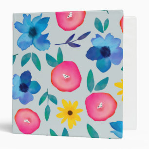 Bright Watercolor Spring Flowers Binder