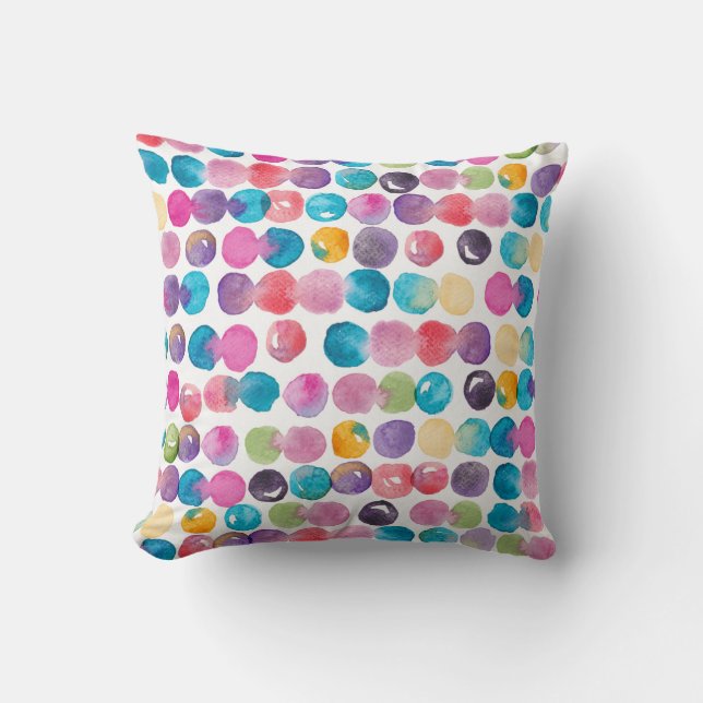 Bright Watercolor Throw Pillow – Colorful Abstract (Front)