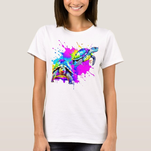 Bright Watercolor Turtles T-Shirt (Front)