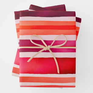 Bright Watercolour Stripes Wrapping Paper Sheets