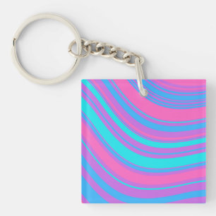 Bright Wavy Retro Pattern    Keychain