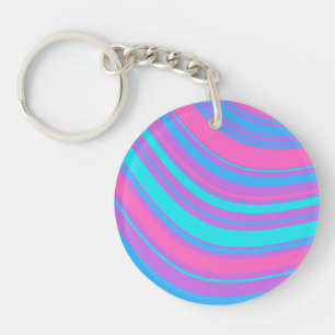 Bright Wavy Retro Pattern Keychain