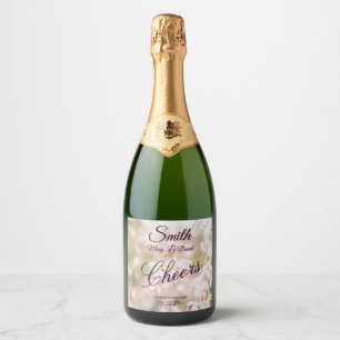 Bright Weeping Cherry Sparkles Wedding Sparkling Wine Label