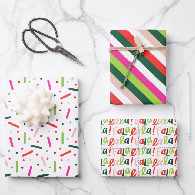 Bright Whimsical Christmas Holiday Wrapping Paper (Front)