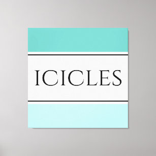 Bright White Cool Teal Polar Blue Stripes ICICLES  Canvas Print