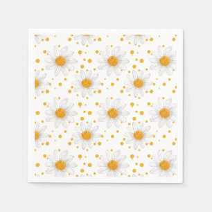Bright White Daisies with Yellow Centers Napkin