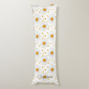 Bright White Daisies with Yellow Centres Body Pillow