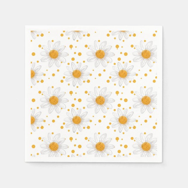 Bright White Daisies with Yellow Centres Napkin (Front)