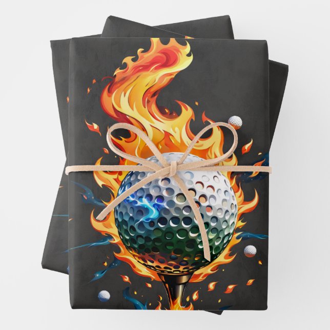 Bright white golf ball s wrapping paper sheet (In situ)