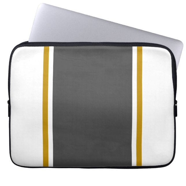 Bright White Wide Brown Centre Pinstripes  Laptop  Laptop Sleeve (Front)