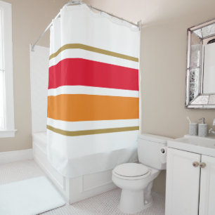 Bright Wide Red Orange Racing Stripes On White
