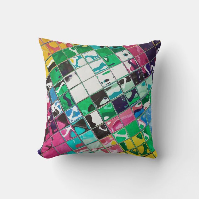 Bright Wild multi colour abstract Throw Pillow (Front)