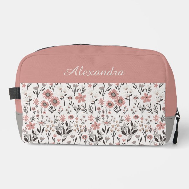Bright wildflower foliage dopp kit (Front)