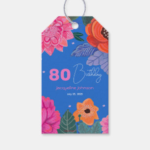 Bright Wildflowers Pink Blue Birthday party Gift Tags