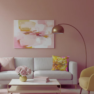  Bright yellow abstract modern brush strokes  Throw Pillow