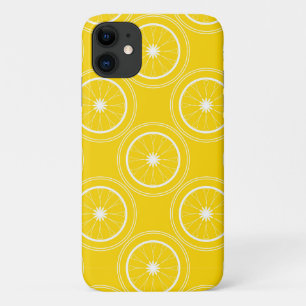 Bright yellow abstract pattern lemon retro iPhone 11 Case
