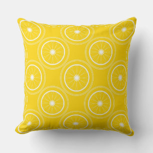 Bright yellow abstract pattern lemon retro Throw Pillow