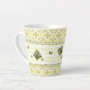 Bright Yellow Accordion Music Latte Mug