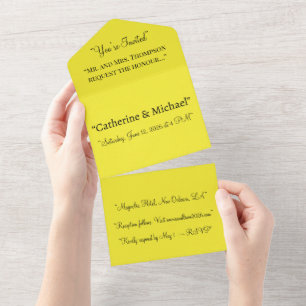 Bright Yellow All In One Wedding Invitation