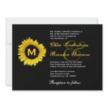 Bright Yellow and Black Sunflower Wedding Template